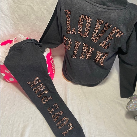 PINK Victoria's Secret Black Sequin Letter Jogger Set - Picture 3 of 8